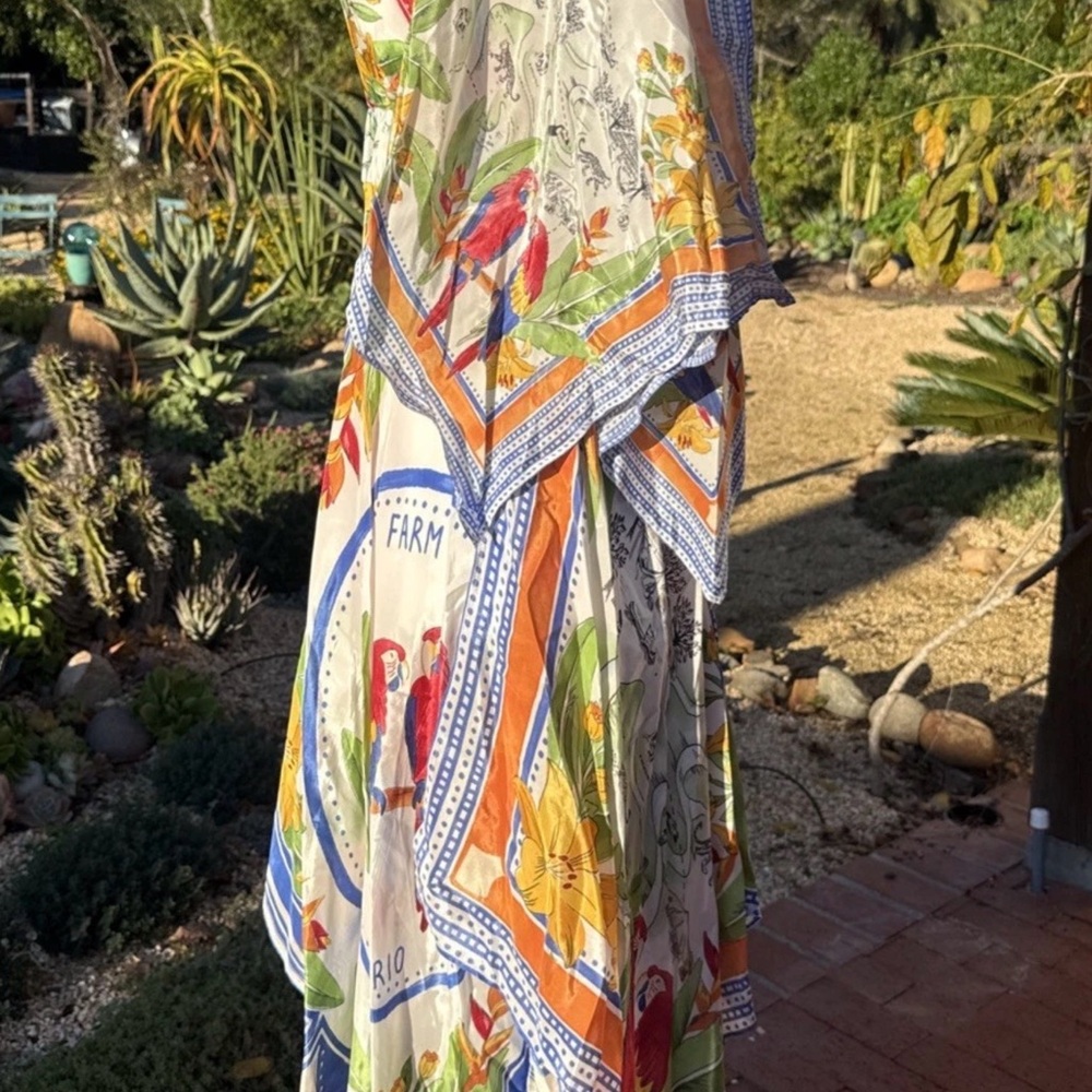 FARM Rio Floral Patchwork Wrap Dress in White, Yellow, Blue & Red - Picture 2 of 13